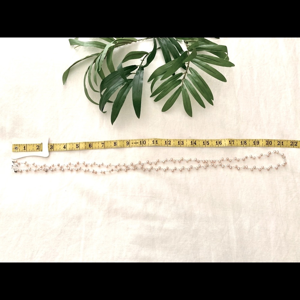 PINK PEARL LARIAT & CRYSTAL NECKLACE 42” - Picture 6 of 6